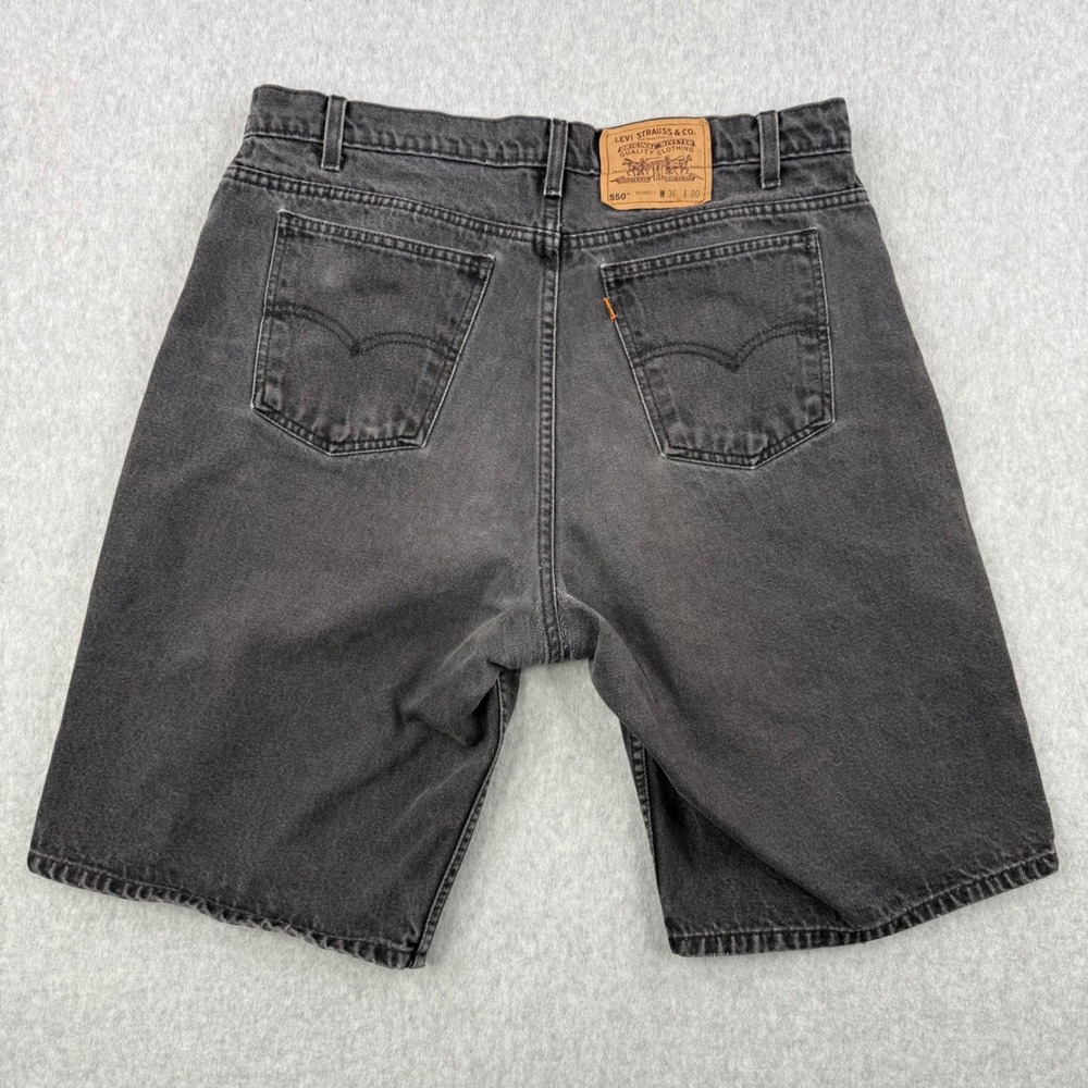 Vintage Levis Shorts Mens 36 Black 550 Orange Tab Relaxed Jorts Denim USA Made